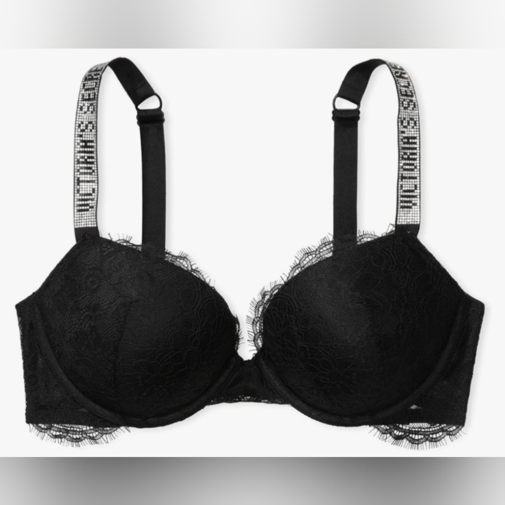 38C Victoria's Secret Shine Strap PushUp Bra Black